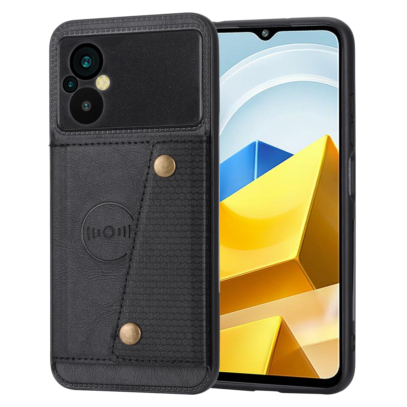 For Xiaomi Poco M5 4G Dual Button Card Slots Phone Case Magnetic Holder Built-in Metal Sheet Leather Coated TPU Kickstand Cover For Xiaomi Poco M5 4G Dual Button Card Slots Phone Case Magnetic Holder Built-in Metal Sheet Leather Coated TPU Kickstand Cover